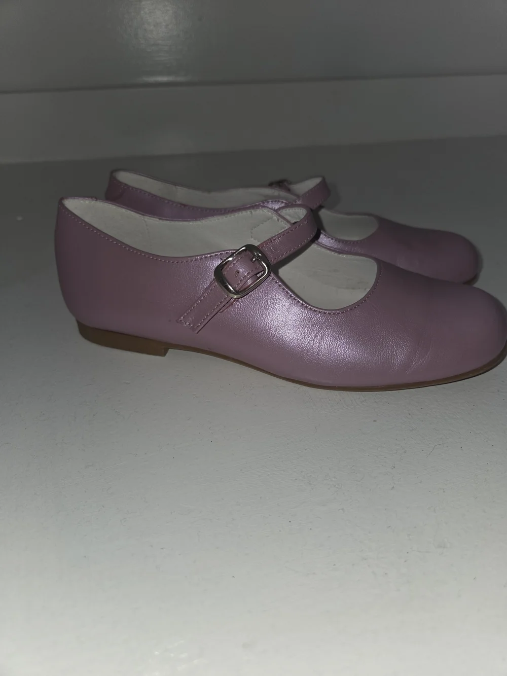 Girls Shimmer Pink Mary Jane Dress Shoes with Buckle Strap